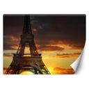 Papier peint imprimé sur toile avec colle motif tour eiffel au coucher du soleil