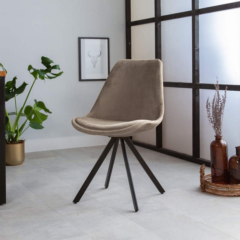 Chaise de salle à manger tendance en velours Bastian