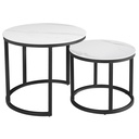 Tables d'appoint Olba avec plateau en pierre frittée en gris, blanc ou noir