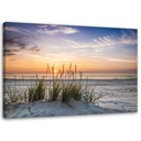 Cadre imprimé sur toile avec image de coucher du soleil sur la plage fabriqué en mdf et toile