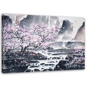 Cadre imprimé sur toile avec image d'aquarelle japonaise fabriqué en mdf et toile