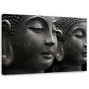 Cadre imprimé sur toile avec image de figures de bouddha au premier plan fabriqué en mdf et toile