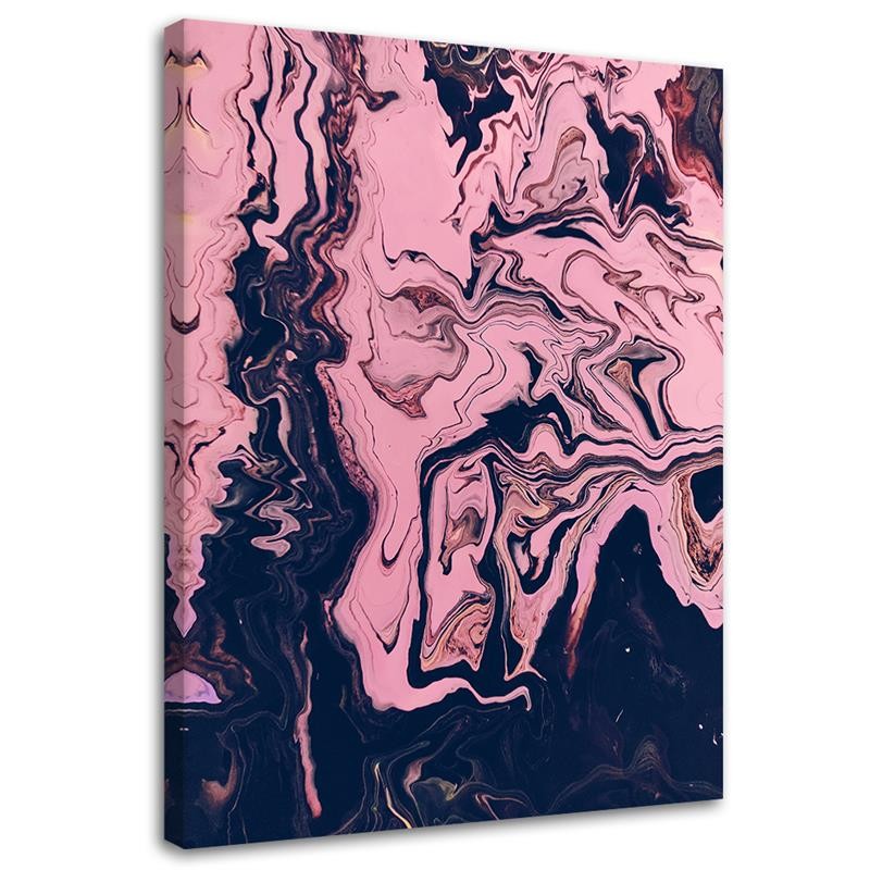 Cadre imprimé sur toile avec image abstraite rose fabriqué en bois et toile