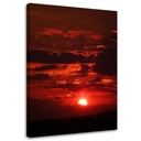 Cadre imprimé sur toile avec image de coucher du soleil rouge fabriqué en bois et toile