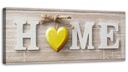 Cadre à suspendre en mdf imprimé sur toile d'une seule pièce home avec un cœur jaune sur bois clair