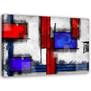 Cadre à suspendre en mdf imprimé sur toile d'une seule pièce abstraction géométrique rouge et bleu