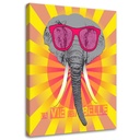 Cadre imprimé sur toile avec image d'éléphant avec des lunettes fabriqué en mdf