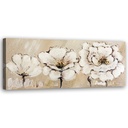 Cadre imprimé sur toile avec image de trois fleurs blanches fabriqué en mdf et toile