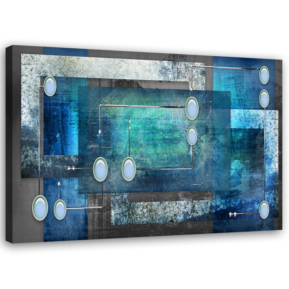 Cadre imprimé sur toile avec image abstraite de couleur bleue fabriqué en mdf et toile