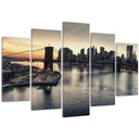 Cadre de cinq panneaux imprimés sur toile avec encadrement en mdf pont de brooklyn à new york