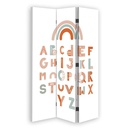 Paravent avec image d'un alphabet et d'un arc-en-ciel fabriqué en mdf et toile