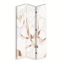 Paravent séparateur d'espaces impression sur toile avec cadre en mdf fleur de lotus beige