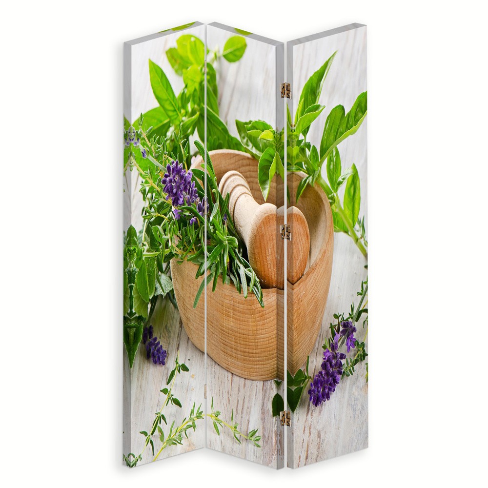 Paravent pliable composé de trois parties mortier pour plantes aromatiques