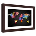 Cadre imprimé sur papier satiné en mdf motif carte du monde