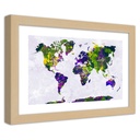 Cadre imprimé sur toile avec image de carte du monde fabriqué en mdf
