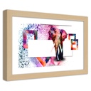 Cadre imprimé sur toile avec image d'éléphant colorée fabriqué en mdf