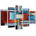 Ensemble de cinq cadres avec motif rectangles multicolores
