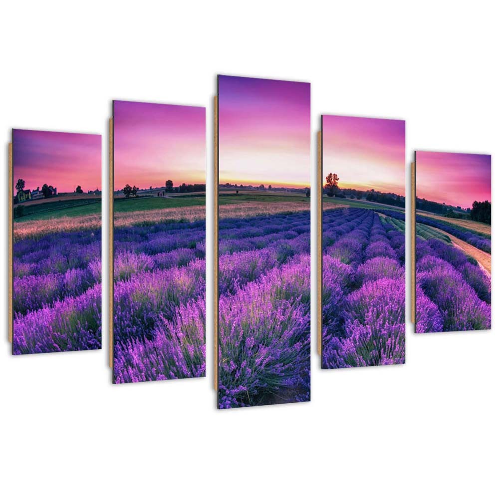Cadre de paysage en mdf imprimé sur toile finition de couleur violette