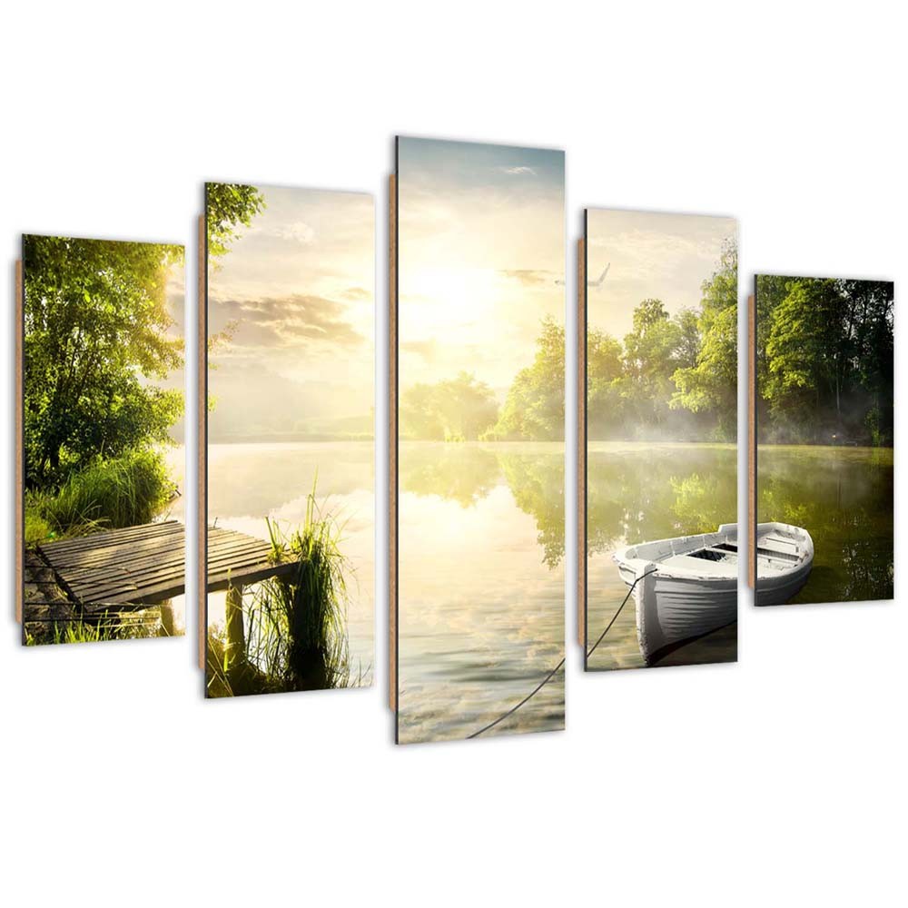 Cadre de paysage lever de soleil en mdf solide imprimé sur toile