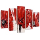 Cadre de fleurs en mdf solide imprimé sur toile finition de couleur rouge