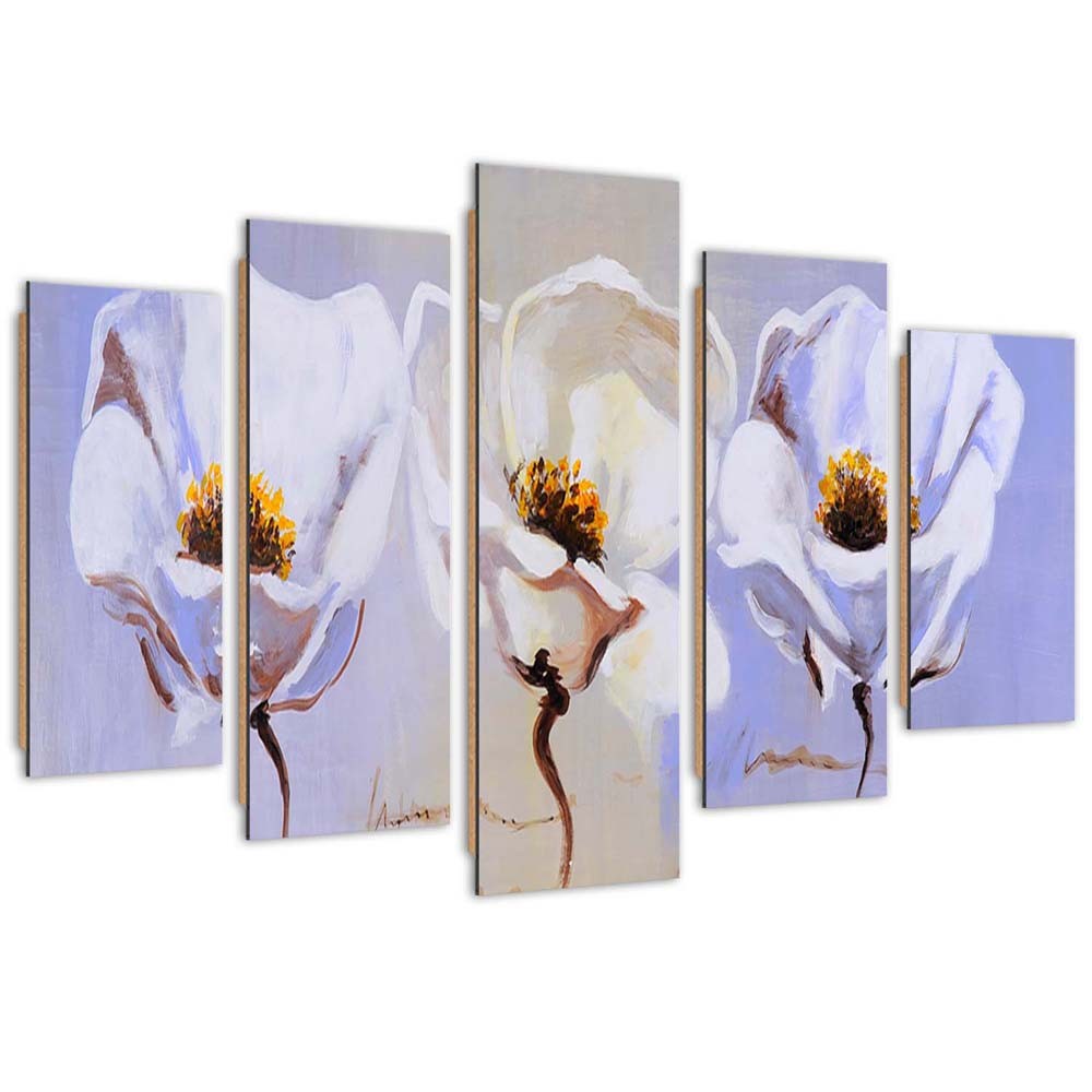 Cadre trois fleurs en mdf solide imprimé sur toile