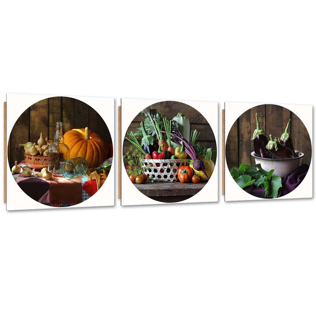Ensemble de cadres décoratifs panneaux en toile et mdf avec image de cuisine d'automne