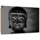 Cadre imprimé sur toile avec image de tête de bouddha illuminée de couleur blanc et noir fabriqué en mdf et toile