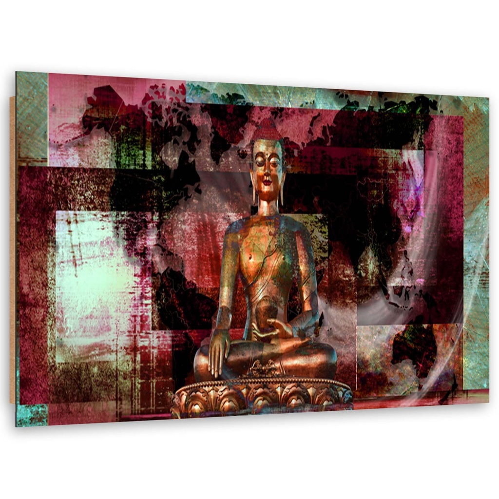 Cadre décoratif en hdf avec image de bouddha sur fond aux détails abstraits
