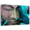 Cadre décoratif en hdf avec image de visage de bouddha avec une feuille verte