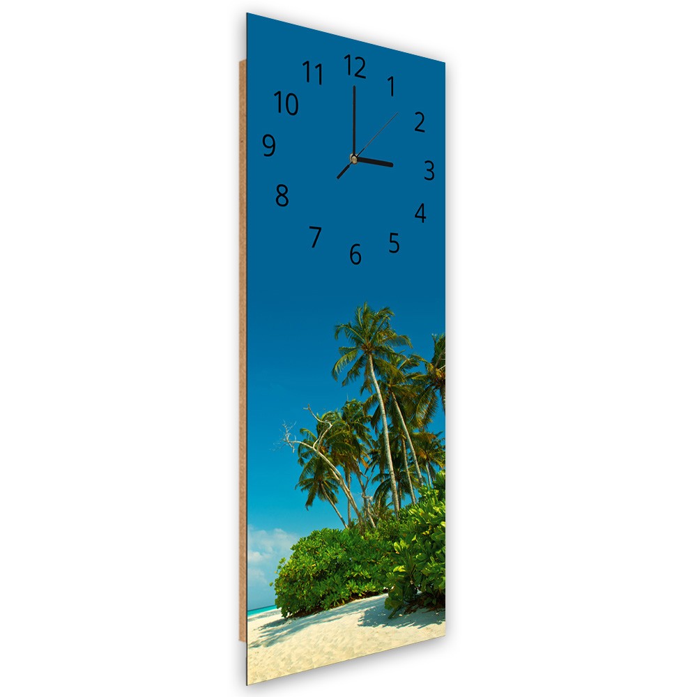 Horloge murale en panneau de fibres de bois classique avec un design tropical et une finition bleue