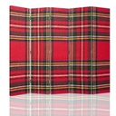 Paravent à deux faces 180 cm fabriqué en mdf et toile avec décor tartan rouge