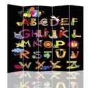 Paravent séparateur d'espaces pour enfants en toile avec cadre en mdf motif alphabet