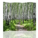 Paravent séparateur d'espaces forêt en toile avec cadre en mdf et finition de couleur verte