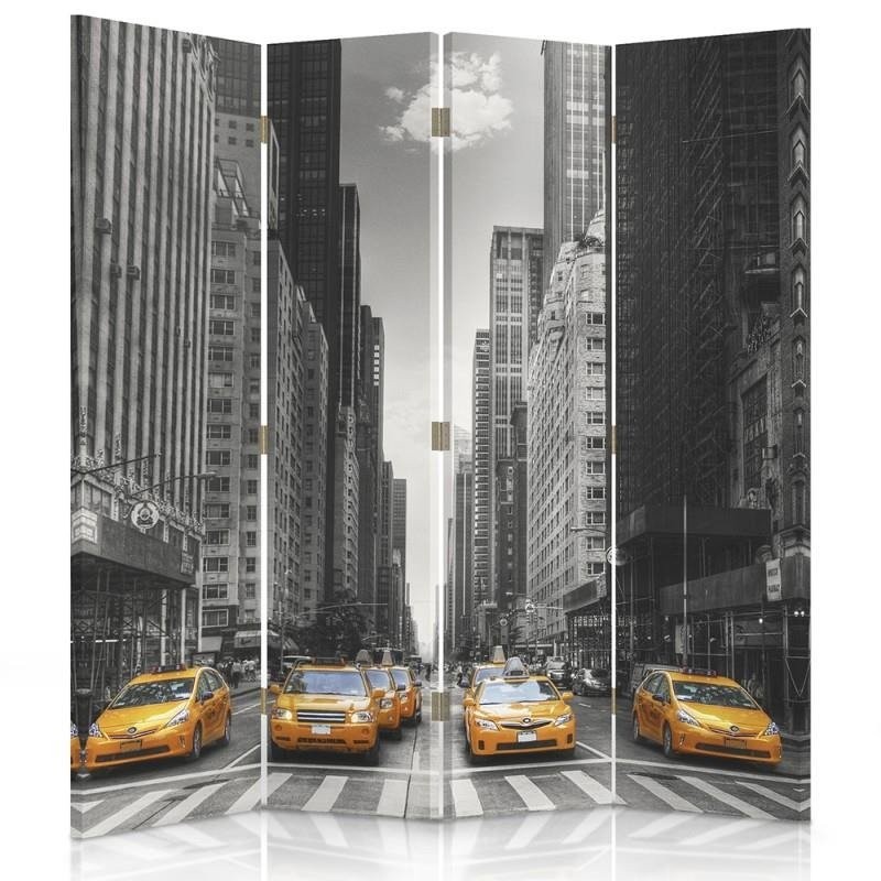 Paravent avec image de taxis à new york fabriqué en mdf et toile