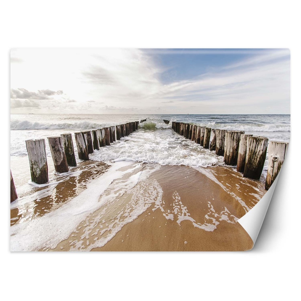 Papier peint rectangulaire résistant à l'eau imprimé sur toile vagues sur la plage