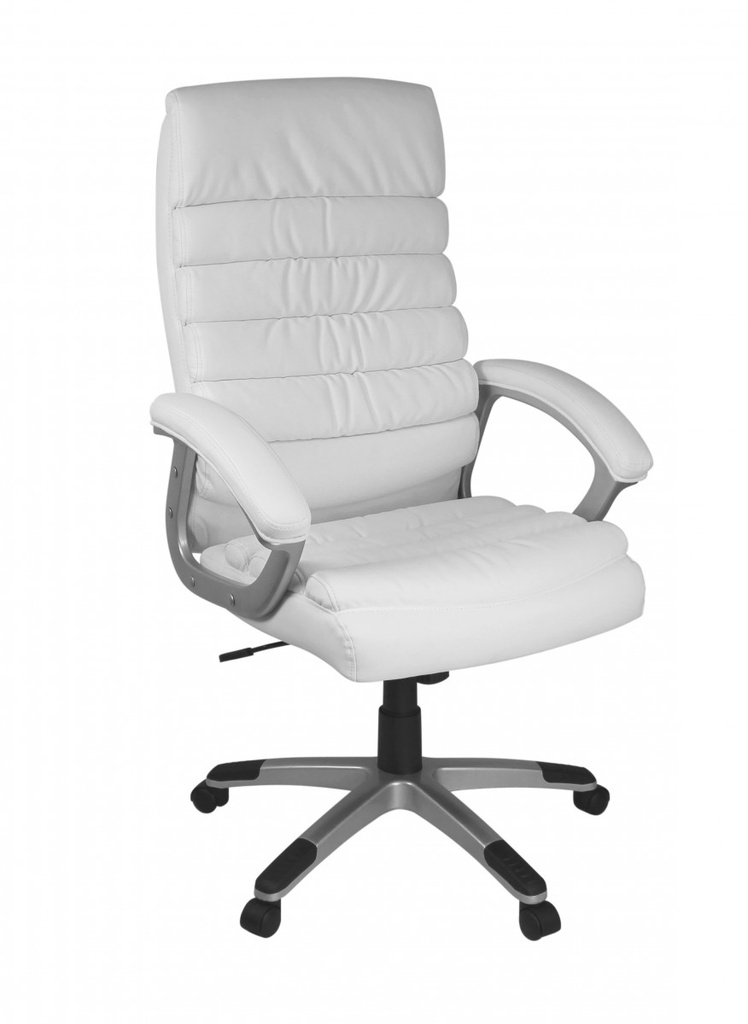 Chaise de bureau Valencia simili cuir blanc ergonomique avec appui-tête