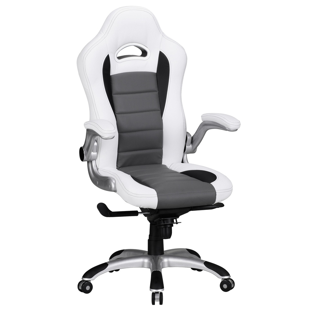 Housse de chaise de bureau Racing en simili cuir blanc