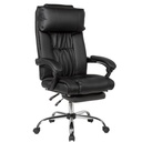 Housse de chaise de bureau simili cuir noir jusqu'à 110 kg avec repose-pieds extensible