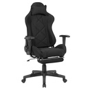 Housse de chaise de bureau gaming en tissu noir jusqu'à 120 kg avec dossier haut et repose-pieds extensible