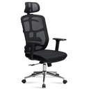 Chaise de bureau housse en maille noire, jusqu'à 120 kg avec appui-tête, réglable en hauteur avec support lombaire, ergonomique avec fonction bascule
