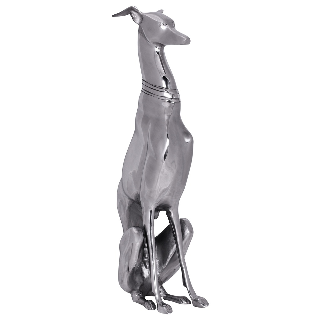 Décoration Design Chien en aluminium argenté Sculpture de lévrier Statue de chien