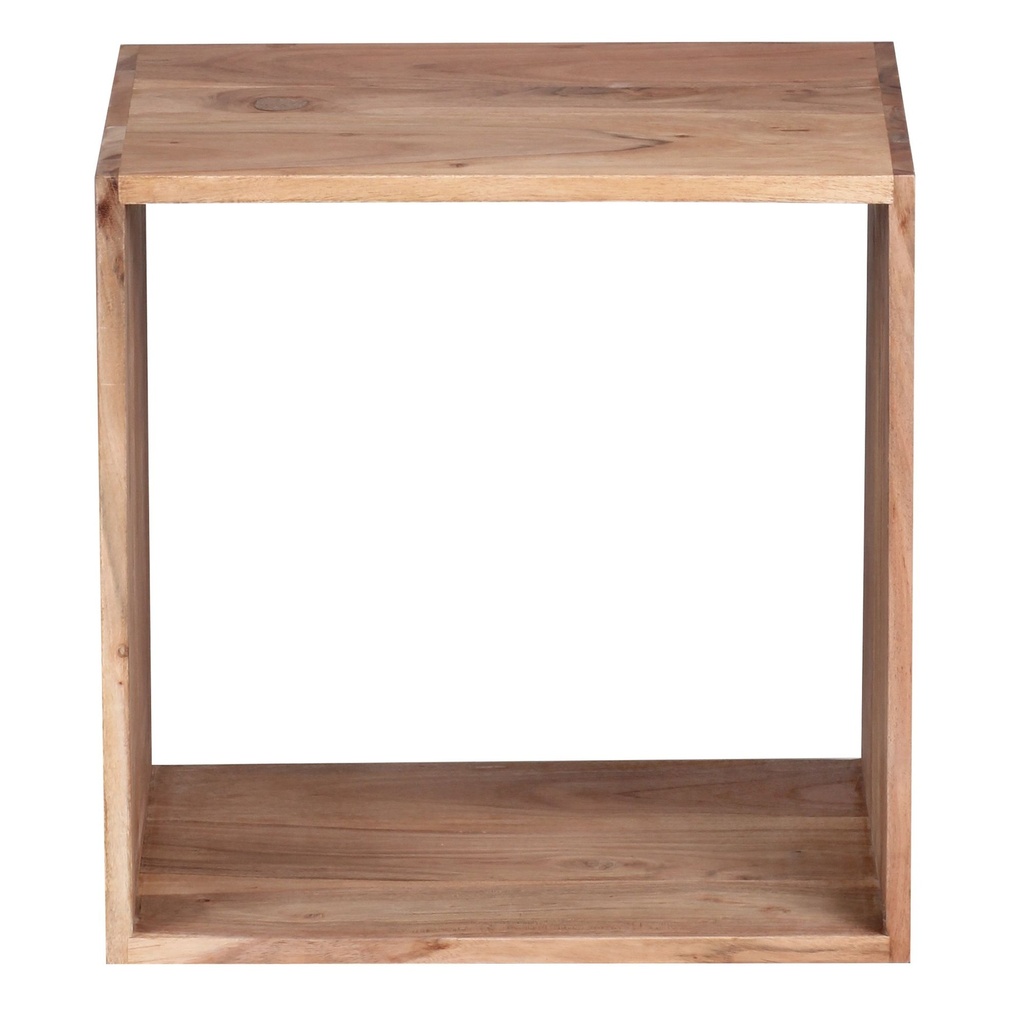 Étagère sur pied MUMBAI bois d'acacia massif 43,5 cm, design cube, produit naturel, style maison de campagne