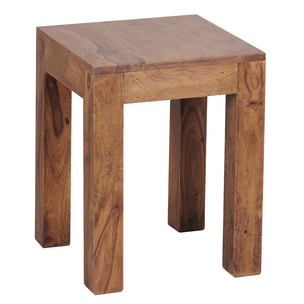 Table d'appoint MUMBAI en bois de Sesham massif 35 x 35 cm, design style maison de campagne marron foncé