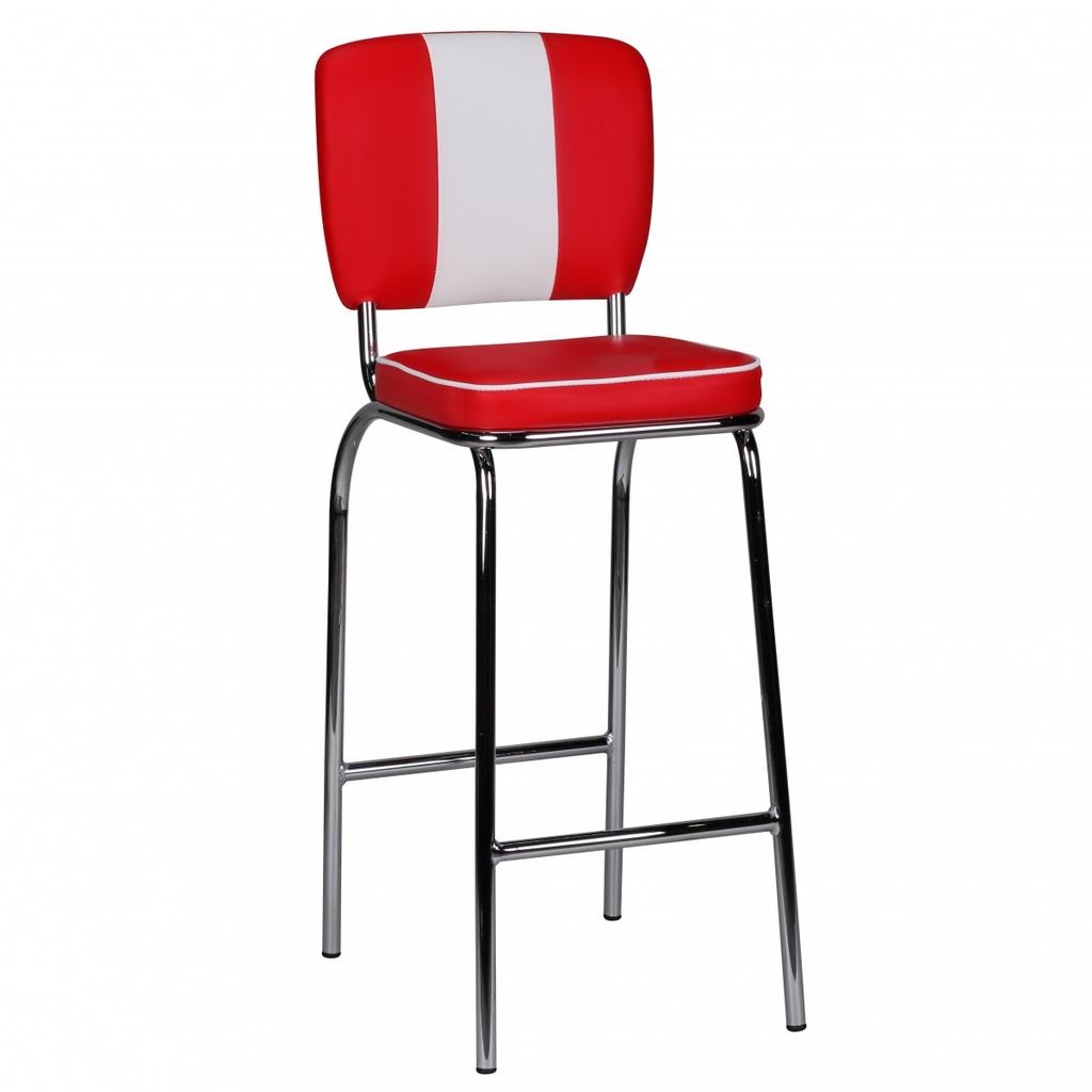 Chaise de bar American Diner années 50 rétro rouge blanc