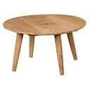 Table basse BOHA en bois d'acacia massif, ronde Ø75 x 40 cm, avec 4 pieds style maison de campagne