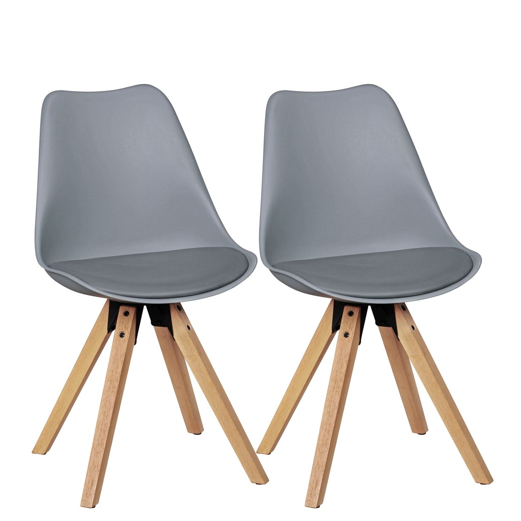 Lot de 2 chaises de salle à manger rétro Lima gris