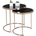 Design set de 2 tables gigognes ø 42 cm / 45 cm métal verre noir / cuivre