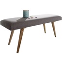 Banc SALIM en tissu / banc en bois massif gris 117x51x38 cm de style rétro