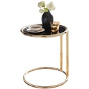 Design table d'appoint LEONA Ø 45 cm ronde noir/or mat