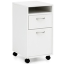 Conteneur roulant blanc 33x63x38 cm meuble bas de bureau bois